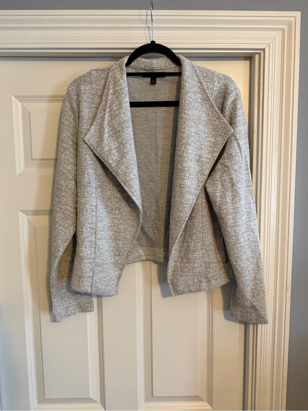Banana Republic Light Gray Draped Open-Front Blazer